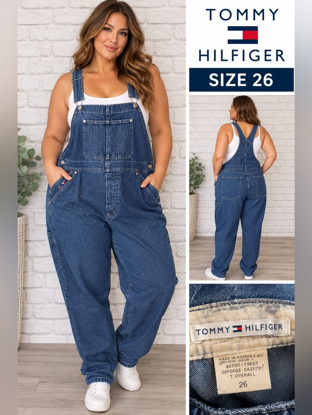Vintage Tommy Hilfiger Women’s Denim Overalls Size 26 Blue Jean